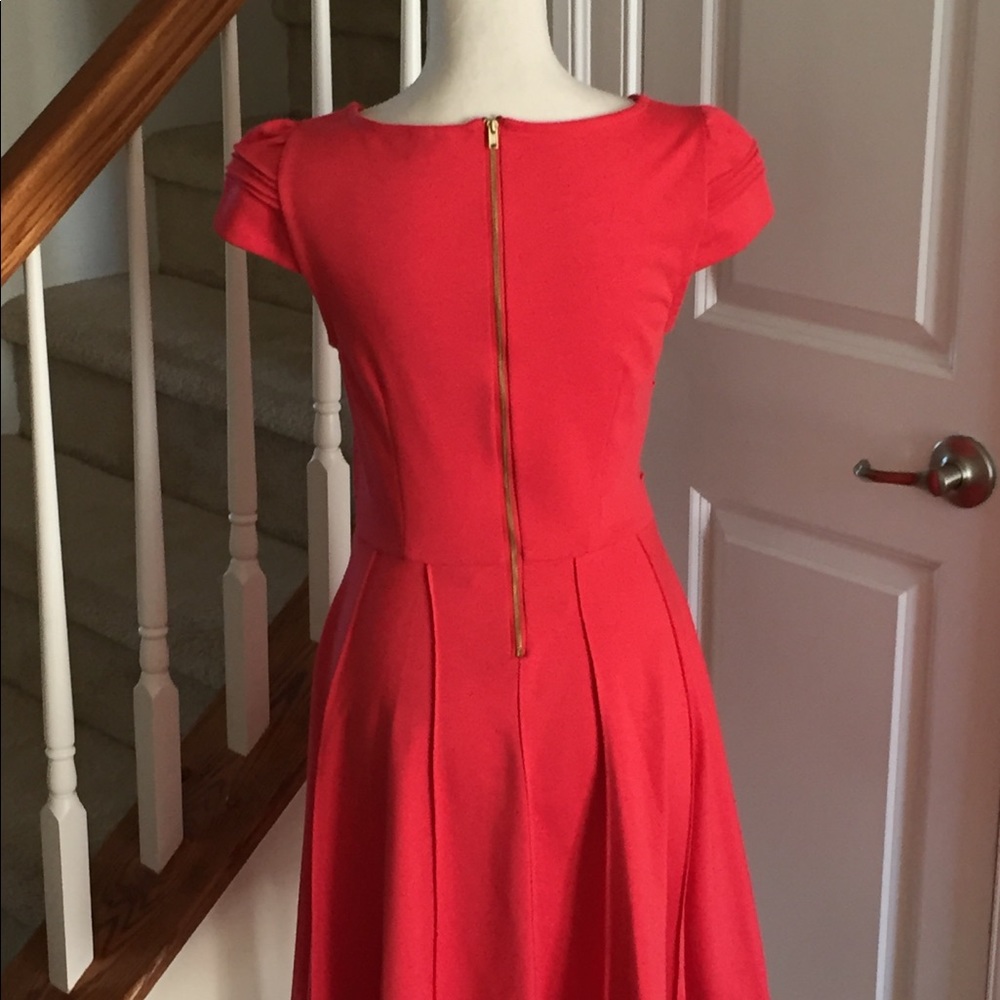 Bright Coral Fit and Flare Dress